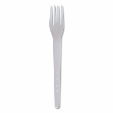ECO-PRODUCTS Plantware Compostable Cutlery, Fork, 6 in., White, 1000PK EP-S012-W